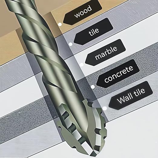 12pcs-New Four-Flute Sawtooth Eccentric Drill Bit, Multifunction Drill Bit Set,High Hardness Skewed Head Eccentric Drill(4+5+6+8+10+12mm)횞2