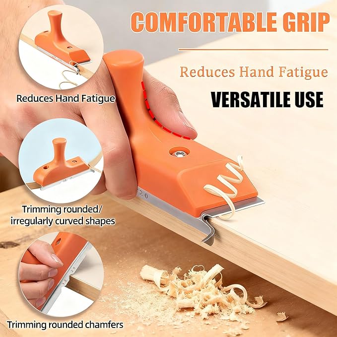 Edge Banding Trimmer 3-in-1 with Stainless Blades & Ergonomic Grip | for Deburring, Planing, Correcting Wood, Veneer, PVC | Use on Straight, Curved, Chamfered Edges | Gift for Woodworkers, DIYers, Dad