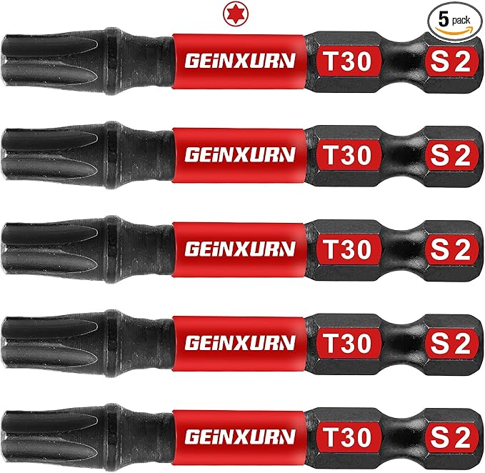 5 Pieces T30 2 In. Impact Tough Magnetic Insert Bit Set, #30 Torx Head Power Bits, S2 Alloy Steel Star T30 Screwdriver Bits Set