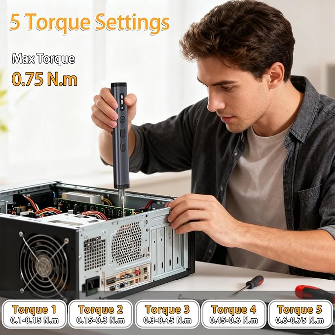 Electric Screwdriver Set, 78 in 1 Power Screwdriver, Precision Screwdriver Set, 5 Torque Modes with 72 Magnetic Precision Bits, Screwdriver it for Phone Camera Computer Watch Laptop Drones