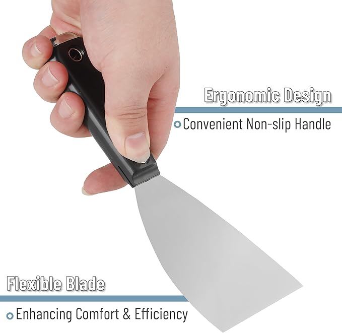 Bates 3 Inch Flexible Metal Putty Knife - Drywall Spackle Knife, Paint Scraper, Wall Scraper