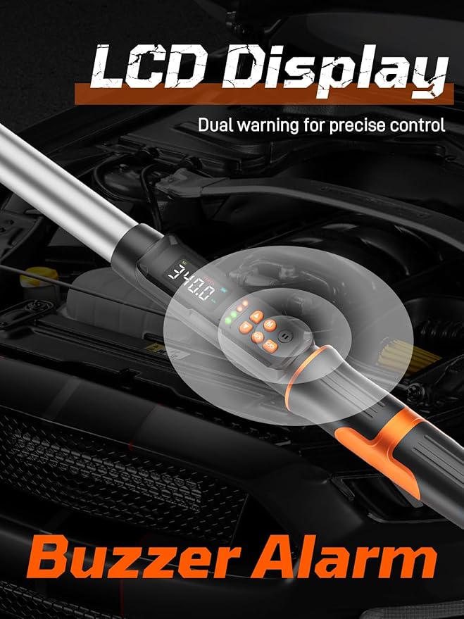 Fanwiike 1/2" Drive Digital Torque Wrench, 12.54-250.8 Ft.lb /17-340 Nm, Foot Pound Torque Wrench Electronic with Buzzer & LCD Indicator, Torque Wrench Set for Cars Automotive, 짹2% Accuracy