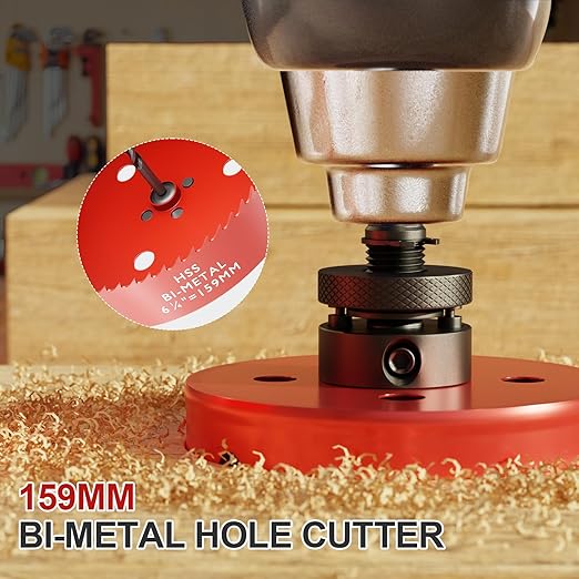 6.25" (159mm) Bi-Metal M42 High Speed Steel Hole Saw with Pilot Drill Bit, Smooth Cutting Edge for PVC, Drywall, Wood, Plastic, Gypsum Board, Rubber, Thin Metal