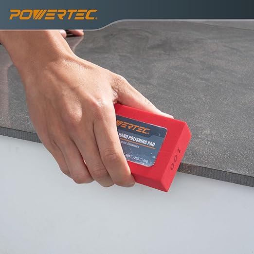 POWERTEC Diamond Hand Polishing Pads 100 Grits 2Pack, Diamond Sanding Block for Polishing and Grinding Porcelain, Ceramic Tile, Glass, Granite, Stone, Wood & Metal (71905-P2)