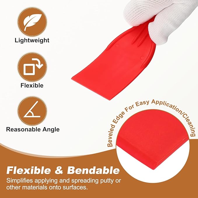 HARFINGTON 20pcs Putty Knife Scraper 2" Width Flexible Plastic Putty Knife Paint Scraper Tool for Taping Drywall Spreading Painting Wall Scratching Red