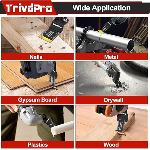 52PCS Oscillating Saw Blades, Professional Universal Titanium Multitool Blades for Wood Plastics Metal, Quick Release Multi Tool Blades Kits Fit Dewalt Ryobi Milwaukee Rockwell Fein