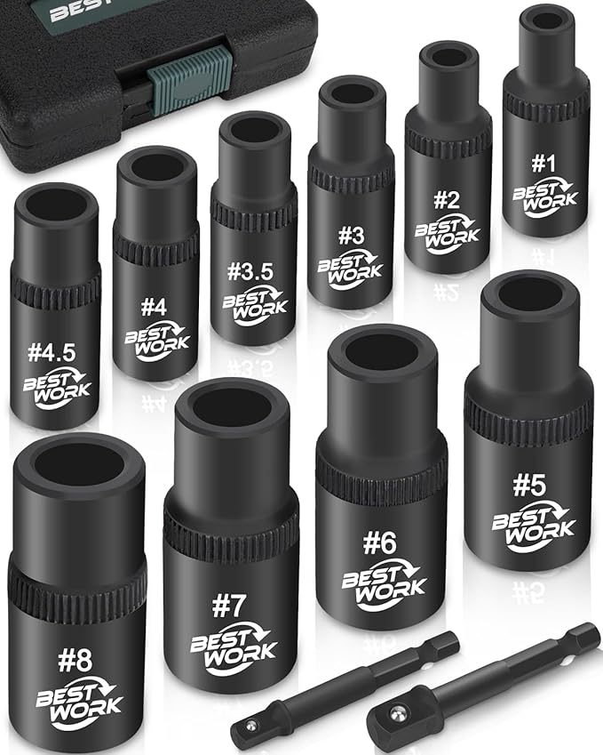 12pcs Magnetic Tap Socket Set, 1/4", 3/8" Square Tap Socket Adapter