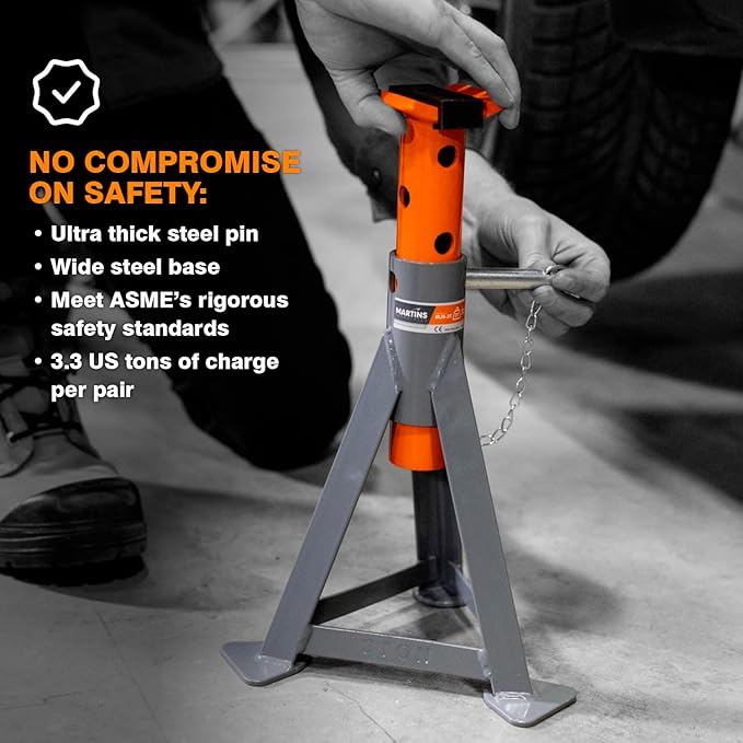 3.3-Ton Jack Stands (x2), Suited for Most Cars, SUVs and Pickup Trucks, Sold in Pair.