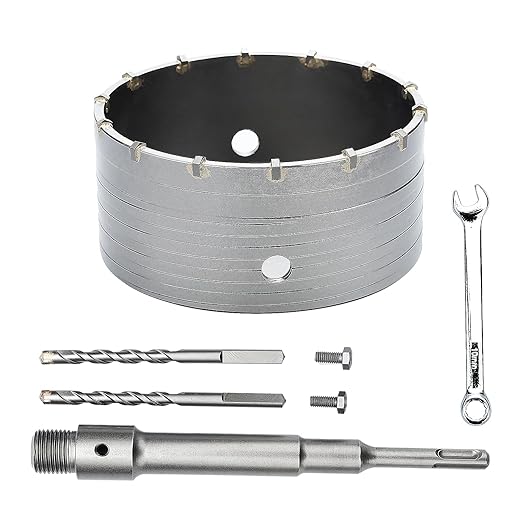 5.9 inch / 150mm Concrete Hole Saw with SDS Plus Shank Connecting Rod,Concrete Drill Bit,6.3mm Tungsten Carbide Tip Cement Hole Saw for Concrete Cement Brick Wall (150mm (5.9 inch))