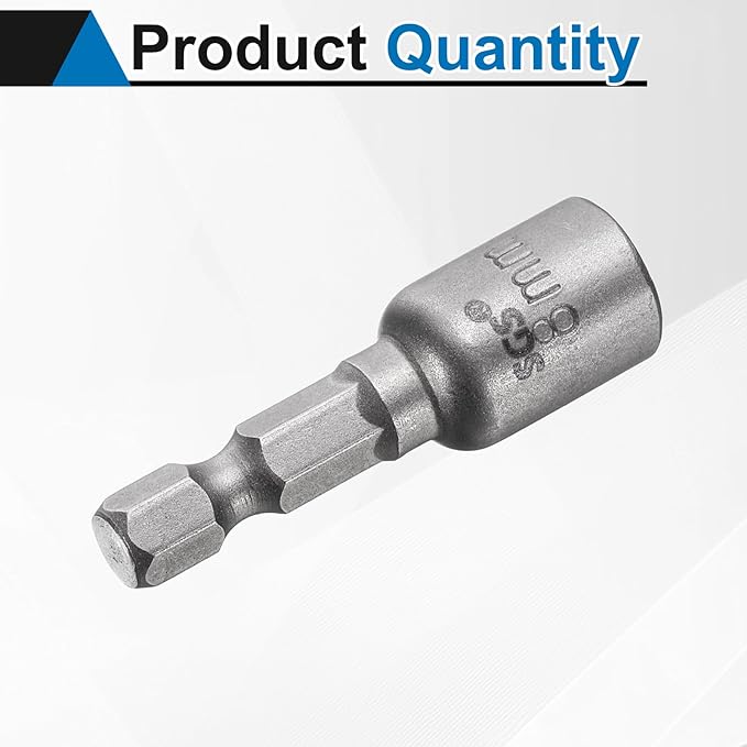 HARFINGTON Nut Driver Drill Bit 8mm Metric Socket 1/4" Hex Shank 1.65" (42mm) Long Magnetic 6-Point Sockets Quick Change CR-V Steel Bolt Setters for Power Drill Drivers
