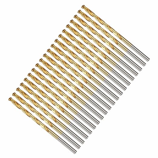 Drill Bit, 9/64" Cutting Diameter, 4341 HSS Jobber Bits TiN Coated 135° Cutting Angle - (Applications: for Drilling Soft Metal Plastic Wood), 20-Pieces