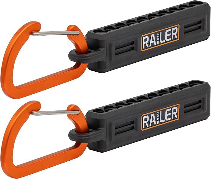 Screwdriver Bit Holder Storage Organizer ??Railer 10-Hole Black Bit Holder with Carabiner - 2 Pack