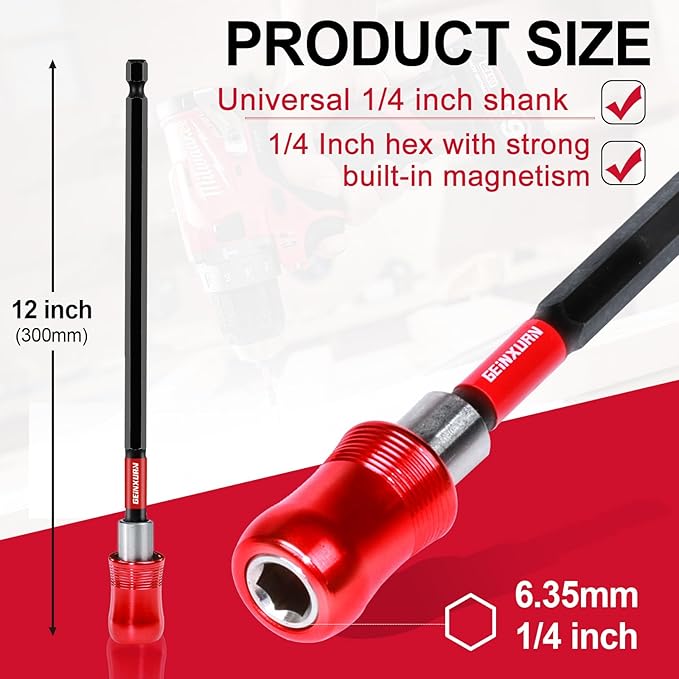 12” Impact Screwdriver Bit Holders, 3PCS Magnetic Extension Quick-Change Socket Drill Bit Holder Cr-V SteelHex Shank Quick Release Drill Bit Guide
