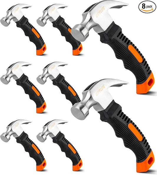 Mini Hammer Set, 8oz Lightweight Tool for Hanging Wall Decor, Hardware Kit, 8 Piece