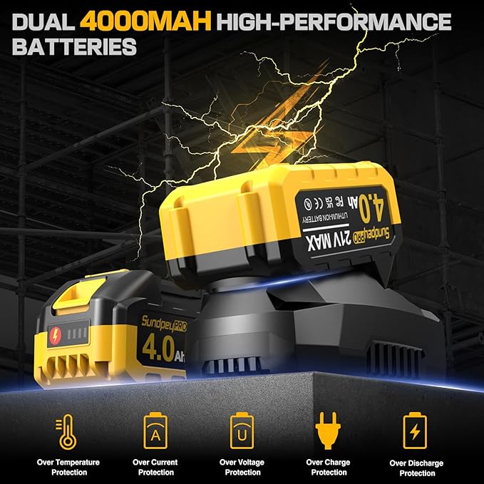 1/2" Cordless Impact Wrench - 1107Ft-lbs竊?500N쨌m竊?1V 3 Speed High Torque Brushless Impact Gun with 2 x 4.0Ah Batteries & Charger & 6 Sockets & 5" extension bar for Tire Removal Rusted Bolts