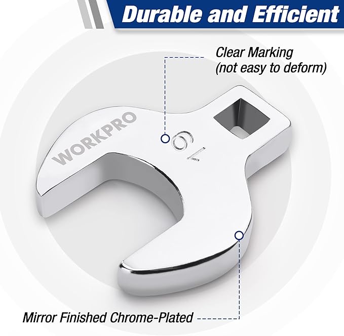 WORKPRO 3/8" Drive Crowfoot Wrench Set, 10-Piece Metric Crowfoot Wrench with Clip-on Organizer, 10-19mm, Great for Automotive Repair Work Hard-To-Reach Areas