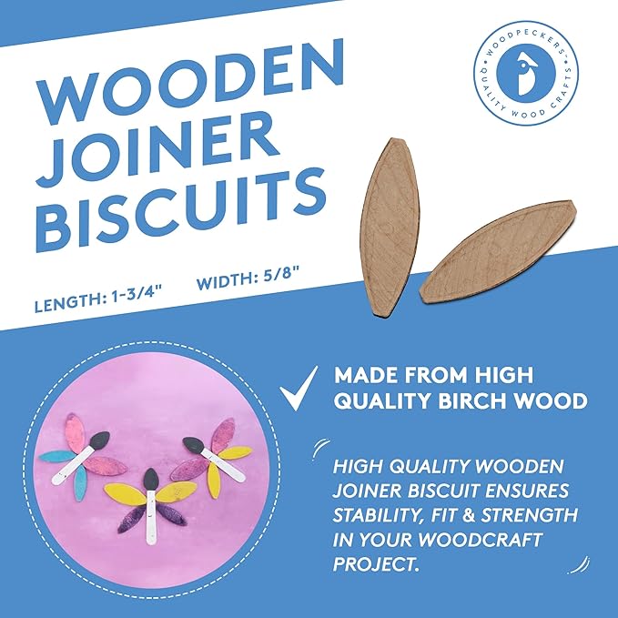 Wooden Joiner Biscuits, Size 0, Pack of 500 Pieces, Premium Birch Wood Joining Biscuits for Strong & Precise Joints