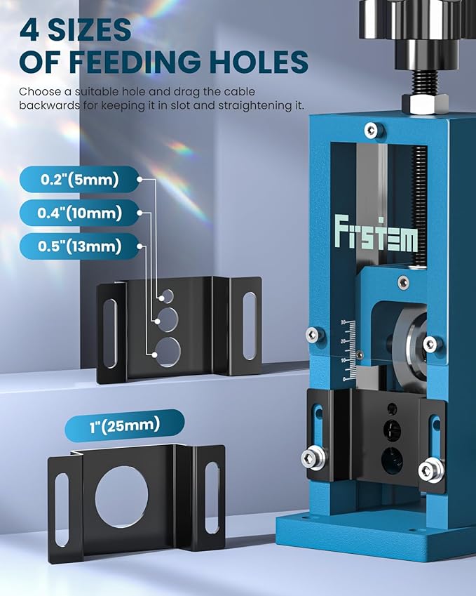 Frstem Manual Wire Stripper Machine, 0.06''-0.98'' Wire Stripping Machine with Hand Crank or Drill Powered, 65 MN Spring Steel Blade Portable Aluminum Frame Wire Peeler for Scrap Copper Recycling
