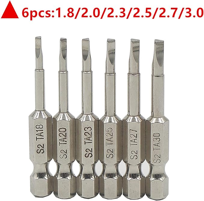 Triangle Screwdriver Bit Set, Screw Head, 2 Inch Length, 1/4??Hex Shank, S2 Alloy Steel竊똌agnetic Head Bits Set竊똏ack of TA18, TA20, TA23, TA25, TA27, TA30 (6 Pcs)