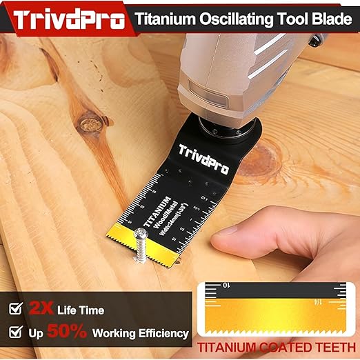 52PCS Oscillating Saw Blades, Professional Universal Titanium Multitool Blades for Wood Plastics Metal, Quick Release Multi Tool Blades Kits Fit Dewalt Ryobi Milwaukee Rockwell Fein