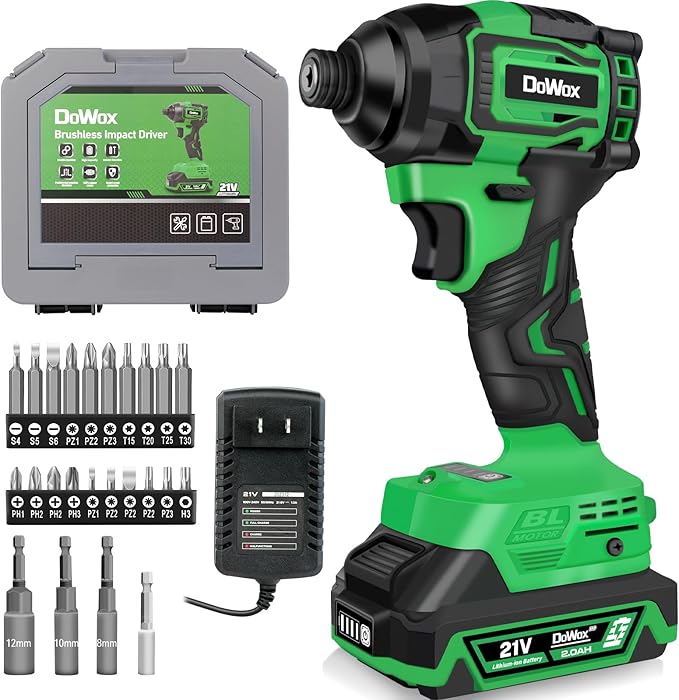 21V MAX Brushless Impact Driver Kit (2035 In-lbs) with 1/4" Hex Chuck, 4-Speed & 24 PCS Bits/Sockets - Heavy Duty for Repairs, Rusted Screws, Frozen Bolts | Makita Battery Compatible