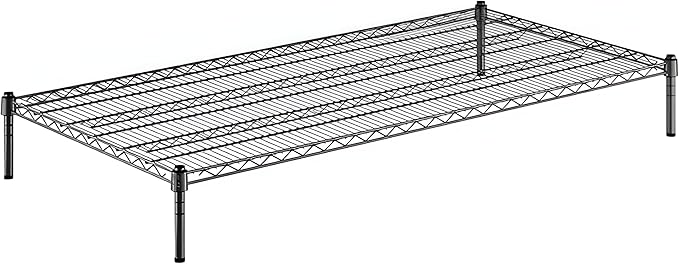 30" x 60" x 8" Black Epoxy Wire Storage Shelf, Dunnage Rack, Commercial 1 Tier Small Shelf