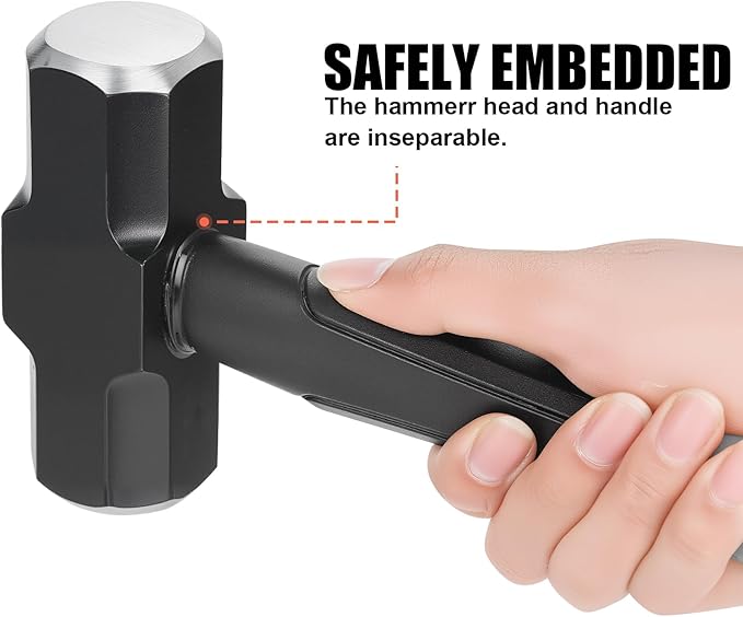 3lb Sledge Hammer - Heavy Duty Drilling Hammer with Forged Steel Head & Fiberglass Handle, Perfect for Demolition, Construction, and Blacksmithing