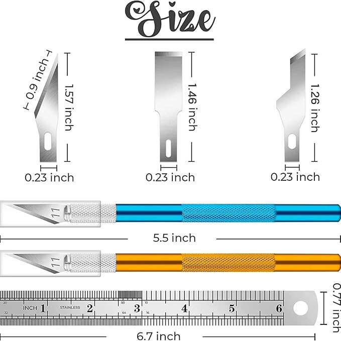 DIYSELF Exacto Knife, 2 Exacto Knives with 40 Spare Exacto Blades, Craft Knife, Hobby Knife, Precision Exacto Knife Set for Crafts, Arts, Modeling, Scrapbooking (#11#16#17)