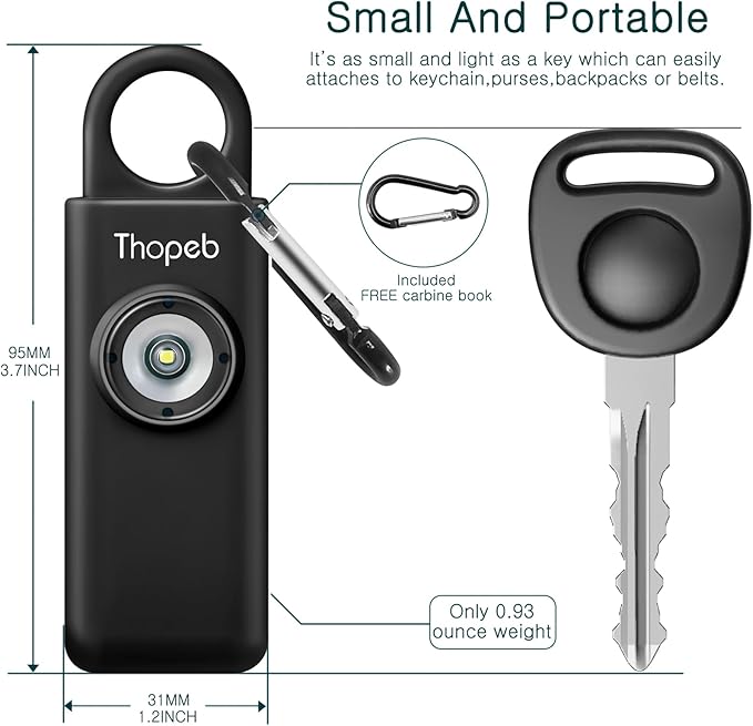 Thopeb?밫he Original Personal Safety Alarm for Women Self Defense ??Elders & Kids Self Defense Keychain Siren ??135dB Loud Siren Bird Sound ??Cute Key Chains Protection (Charcoal)