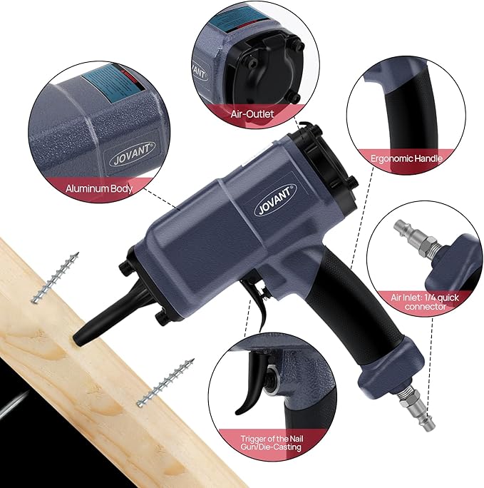 Air Heavy Duty Professional Air Punch Nailer/Nail Remover/Nail Puller. Pneumatic Nailer Removes 10-20 Gauge Nails, Black