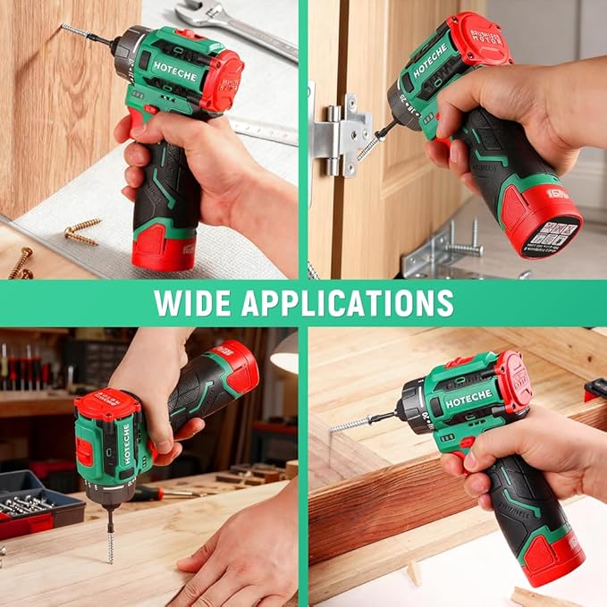 Hoteche Cordless Brushless Screwdriver - 2.0Ah Battery, 75Nm Torque, 1/4" Chuck, with Charger & LED Light