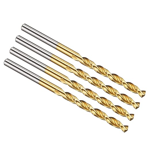 PATIKIL 4.5mm Drill Bit, M42 8% Cobalt High-Speed Steel Jobber Straight Shank 135° Titanium Nitride (TiN) Coated for Hard Metal Stainless Steel - 4 Pack
