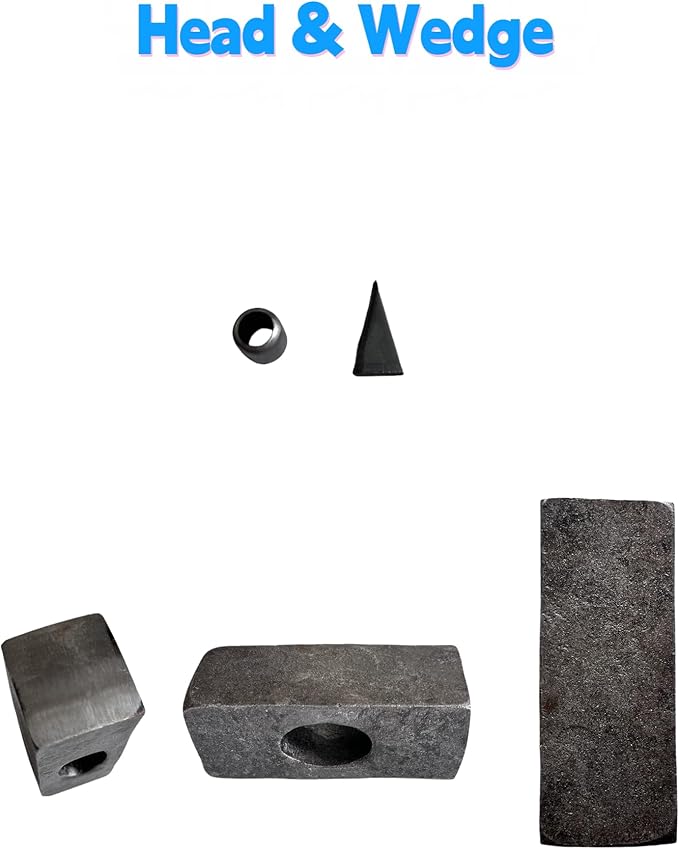 2lb DIY Mini Sledge Hammer with Steel Head, 2 Wooden Handles, 2 Style Wedges,Small Sledge Hammer for Demolition, Stake Driving, Cracking Stone and Concrete