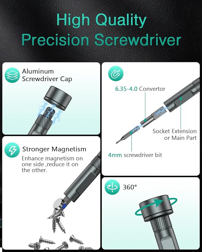 ORIA 74 in 1 Magnetic Screwdriver Set, DIY Ratchet Screwdriver Set with Detachable Handle & Magnet, Multipurpose Repair Tool Kit, Upgraded Version Tools for Phone, Computer, Electronics
