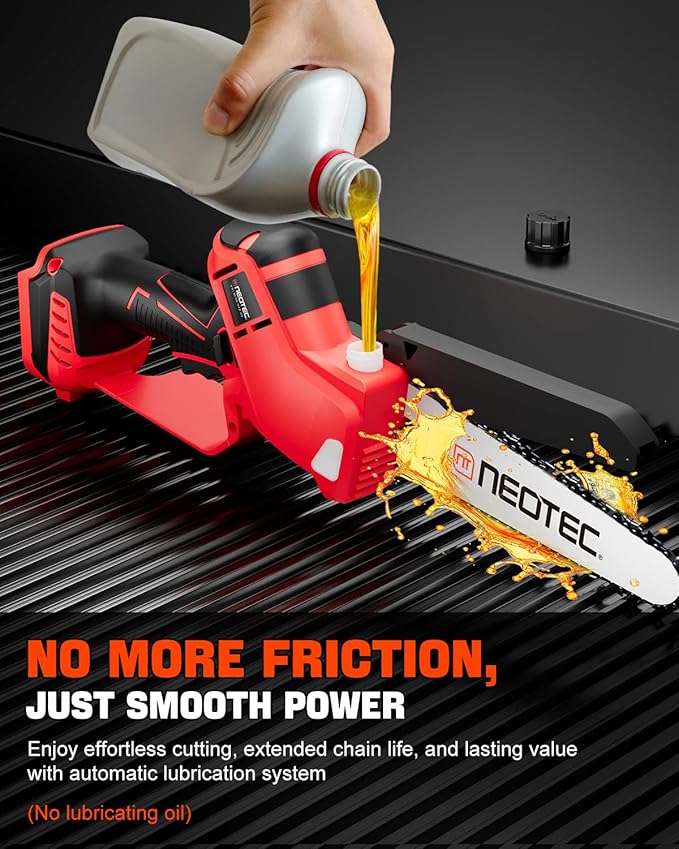 Mini Chainsaw Fits for Milwaukee M18 Battery, NEOTEC 6 Inch & 8 Inch Cordless Electric Chainsaw with Auto Oiler & Tool-Free Tensioner, Brushless Saw for Tree Trimming, Branch Pruning (No Battery)
