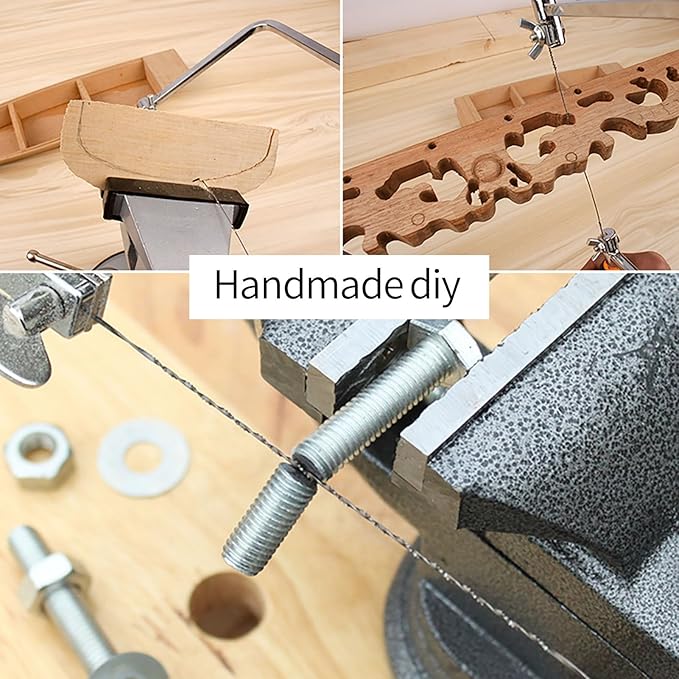 Coping Saw Heavy Duty Metal Woodworking Hand Saw Fast Cutting Non-slip Hacksaw, 5 Replacement Blades Set, For Woodworking Jewelry Plastic Metal Wood Cutting Crafts Making
