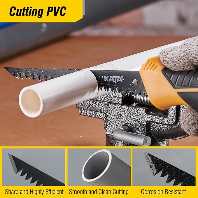 KATA Drywall Saw Handsaw, 6-inch Sharp 8-TPI Blade Pumpkin Carving Tools, Keyhole Job Saw with Ergonomic Handle,Triple Ground Teeth Cutting for Sheetrock, Plywood, Cardboard, Wood, Plastic