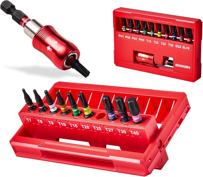 22Pieces Impact Screwdriver Bits Set, Magnetic S2 Steel 1??Phillips/Square/Torx/Slotted Insert Bits Tips,Impact Bit Holder with Rotating Storage Box Case