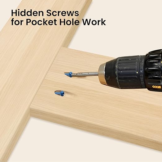 Pocket Hole Screws 2 Inch, 150Pcs, Anti-Rust Blue Coated Pocket Screws #8 x 2, Exterior Wood Screws, Coarse Thread, Washer Head Square Drive, Self-Tapping Tip, with Drive Bit
