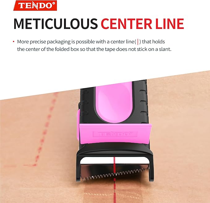 Heavy Duty Shipping Tape Dispenser: TENDO째 Premium Line ??Reusable, Replaceable, Eco-Friendly 2?쇺?Master Piece Dispenser for Pros with Patented 10째 Sloped Chromium Blades - P-2200 (4th Gen.)_Pink