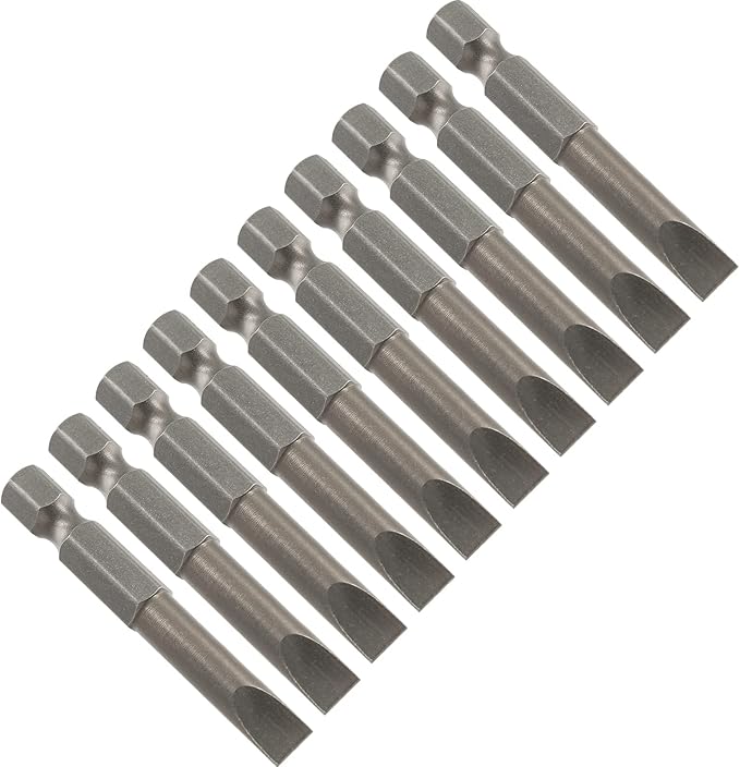 10 Pcs SL6 Magnetic Slotted Screwdriver Bits S2 Steel Flat Head Screwdriver Bits with 1/4 Inch Hex Shank, 2 Inch Length