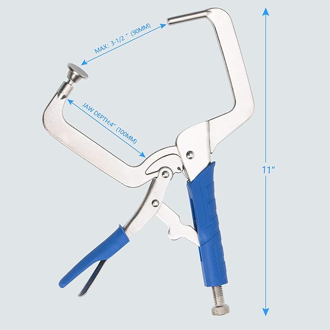 DRAGONITE Pocket Hole Clamp, Quick Release 11 inch Right Angle Clamp Set, 90 Degree Corner Clamps For Woodworking And Pocket Hole Joinery, 2-Piece