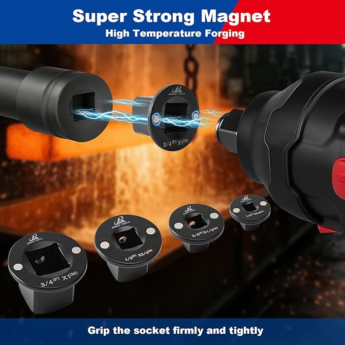 Socket Set Adapter,Low Profile Impact Socket Set Works with Impact Wrench竊똖orque Wrench竊똄lectric Ratchet竊똃esigned for Confined Space竊?/8" to 1/2", 1/4" to 3/8", 3/4" to 1", 1/2" to 3/4", 8PC