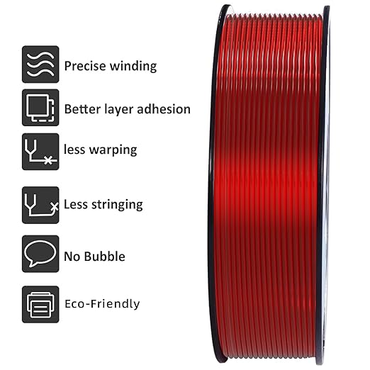 Geeetech TPU Filament 1.75mm, 1KG (2.2lbs) Spool ??95A Flexible 3D Printer Filament with High Elasticity, Dimensional Accuracy 짹0.03mm, Fits Most FDM Printers, Clear Red