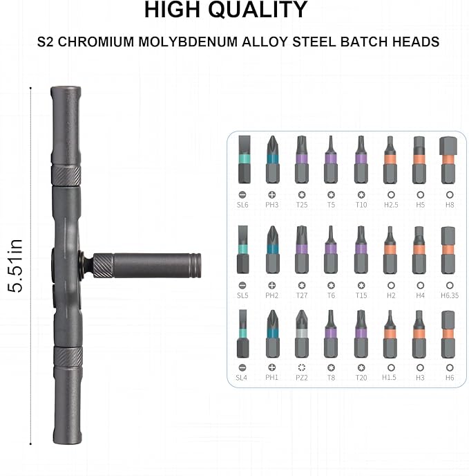24-in-1 Ratchet Screwdriver Set, Magnetic Precision Bits with Detachable Handle & Case, Multi-Purpose Mini Screwdriver Kit for DIY, Home Repair
