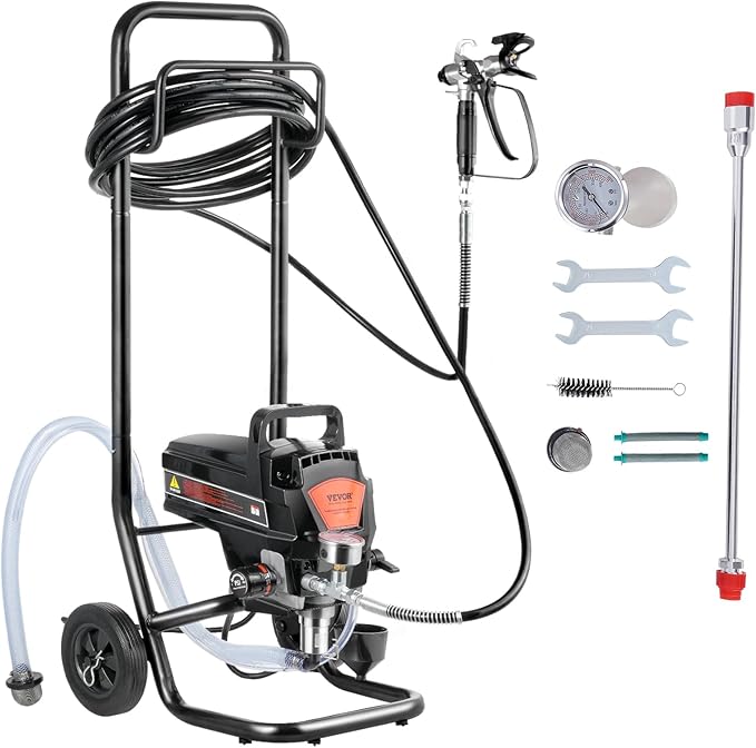VEVOR Stand Airless Paint Sprayer with Cart, 950W 3000PSI High Efficiency Electric Airless Sprayer, Fine and Even Painting Effect, Paint Sprayers for Home Interior and Exterior Furniture and Fences