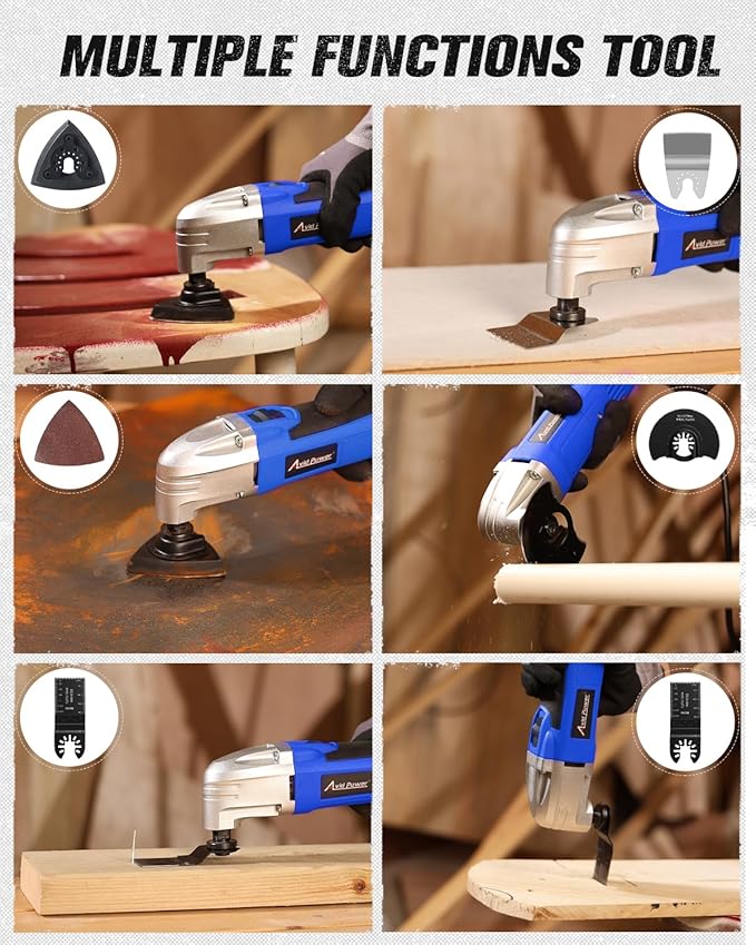 AVID POWER Oscillating Tool, 22000 OPM Electric Oscillating Multi Tool with 3째Oscillation Angle, Cutting, Sanding, Grinding, Scraping, 11 Accessories & Universal Interface-Blue