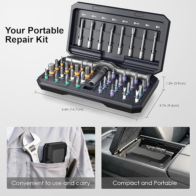 42 in 1 Magnetic Screwdriver Set, Portable Multi Bit Compact Ratchet Precision Screwdriver Set Mini Repair Tool Kit for Diy, Laptop Computer, Bicycles, Furniture, Eyeglass and More (Black)