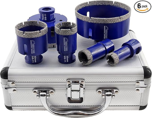 SHDIATOOL Diamond Drill Core Bits Set for Porcelain Hole Saw Cutter for Tile Marble Ceramic Granite 5/8-inch-11 6pieces(20/25/35/50/75/100MM)