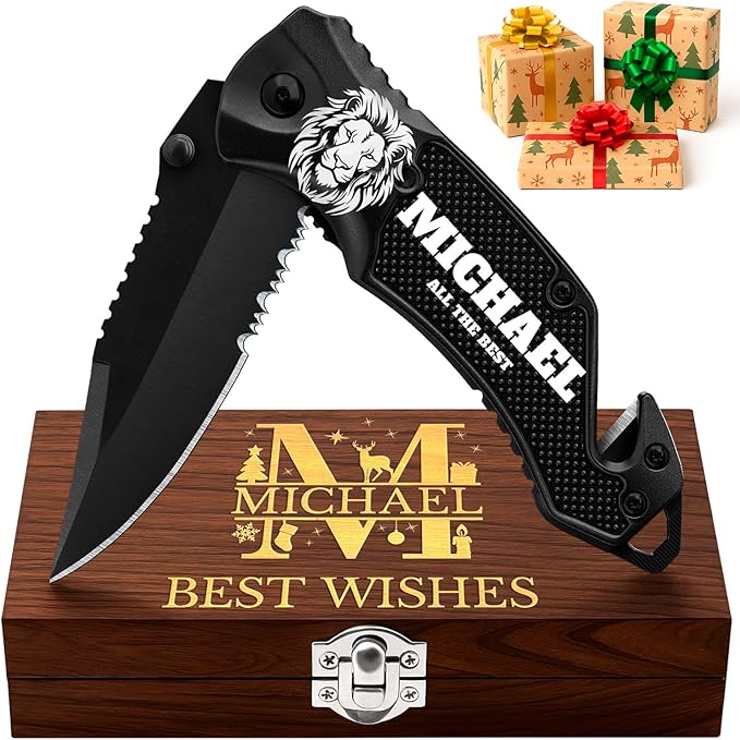 GOOD WORKER Legal Pocket Knife with 2.95??Serrated Blade, Glass Breaker, Seat Belt Cutter - EDC Sharp Folding Knives with Portable Clip - Small Tool for Tactical Camping Survival Hiking - Gifts for Men, Women